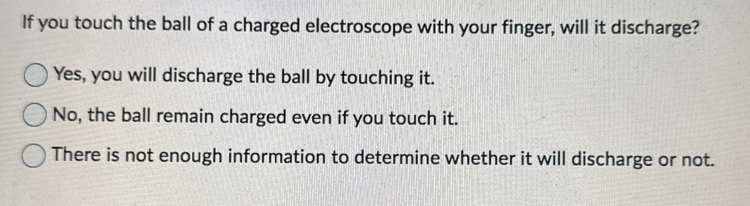 If you touch the ball of a charged electroscope
