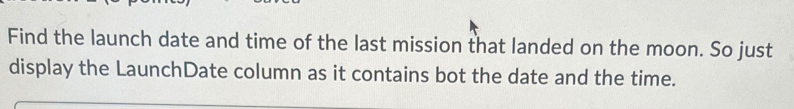 Find the launch date and time of the last mission