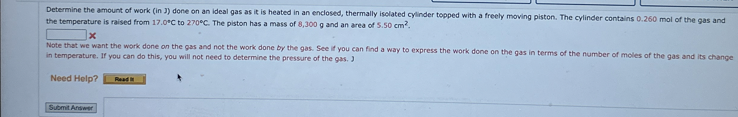 Determine the amount of work ( in J ) done on an
