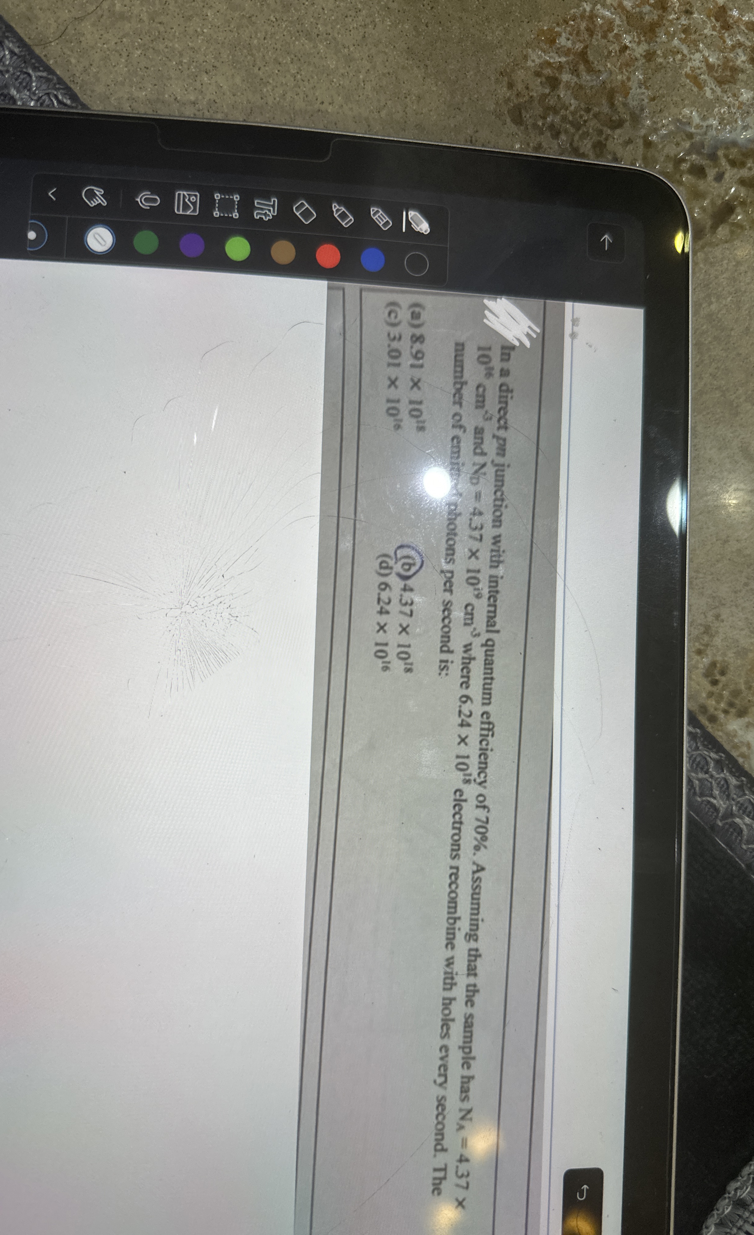 In a direct p n junction with internal quantum