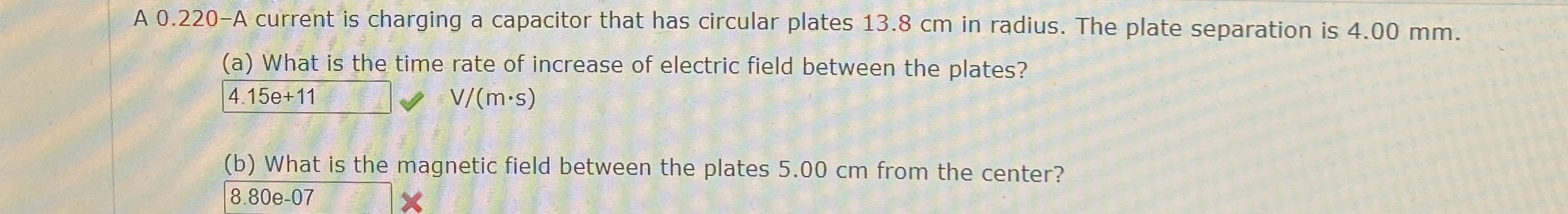A 0 . 2 2 0 - A current is charging a capacitor