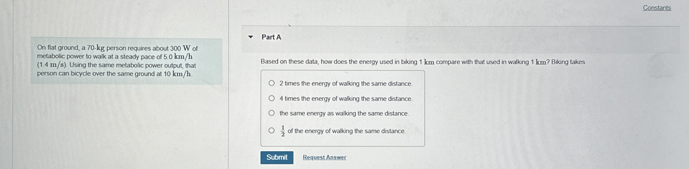 Constants On flat ground, a 7 0 - k g person