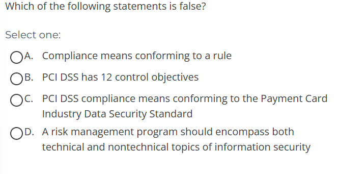 Which of the following statements is false?
