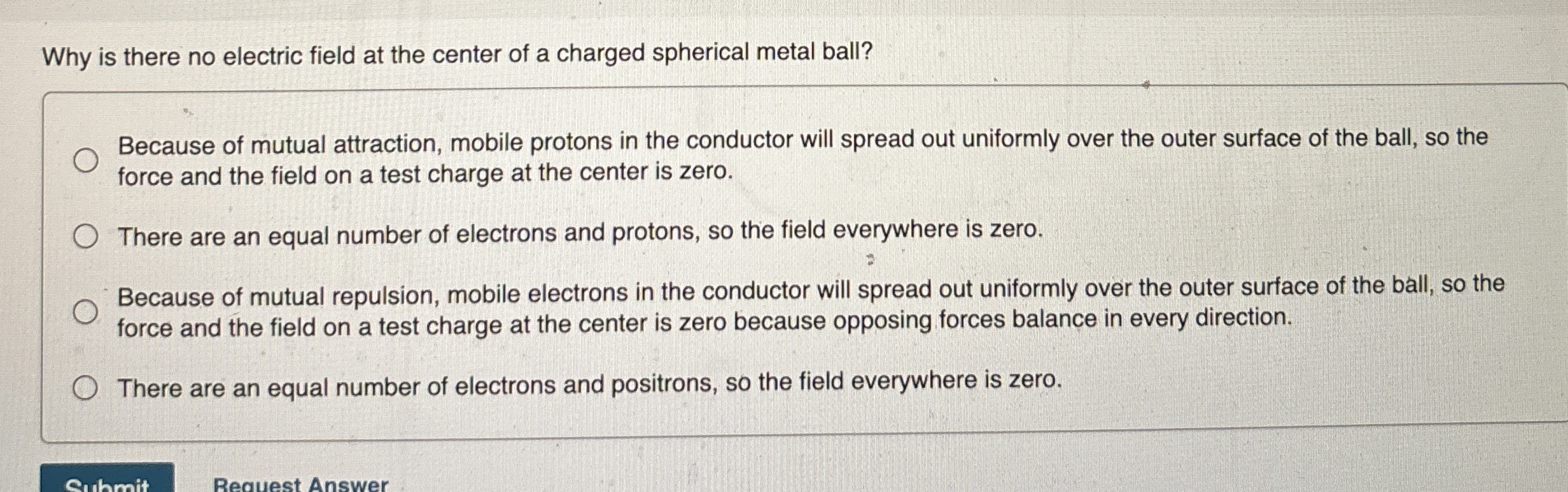 Why is there no electric field at the center of a