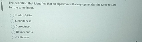 The definition that identifies that an algorithm
