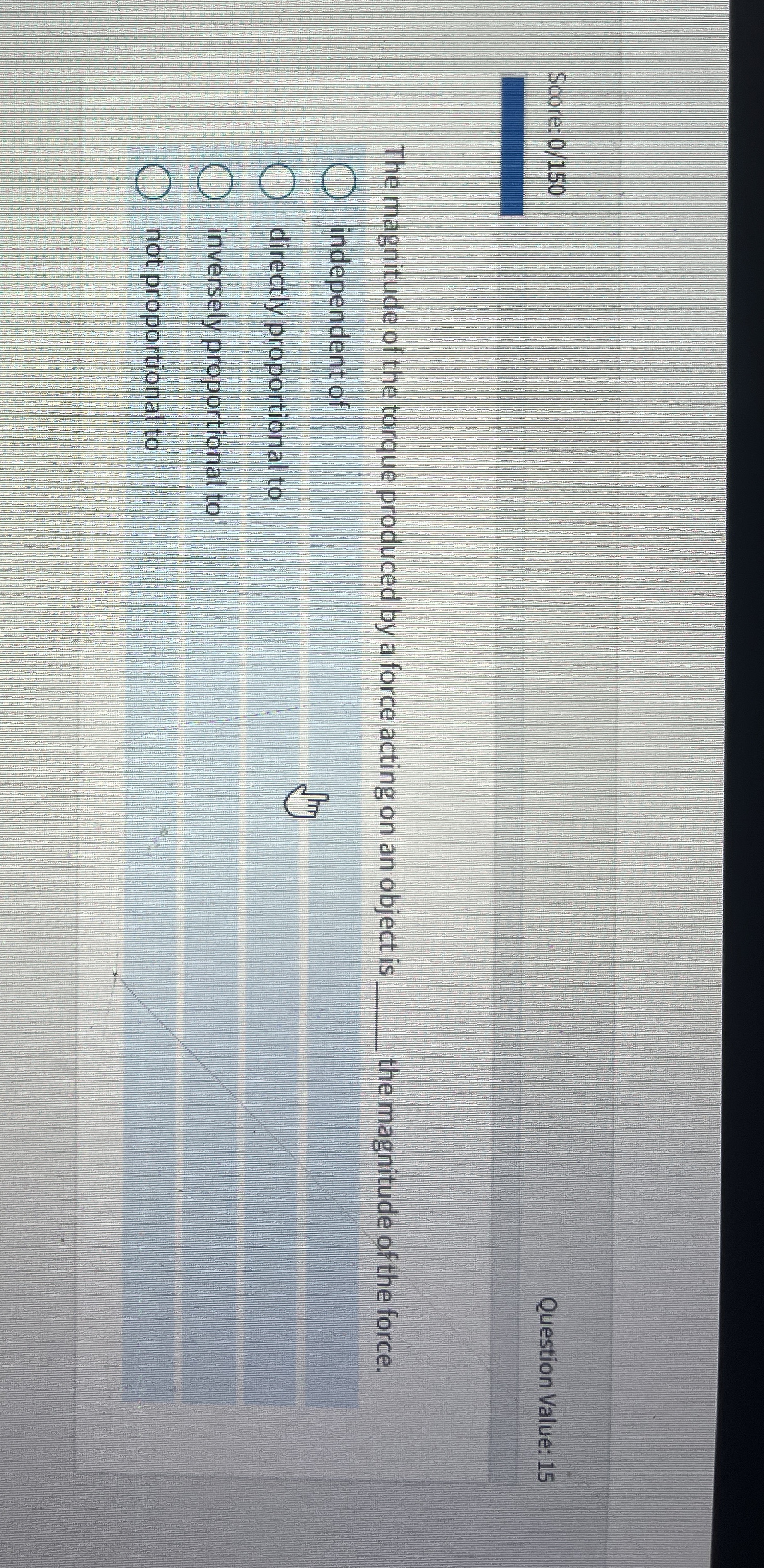 Score: 0 / 1 5 0 Question Value: 1 5 le magnitude