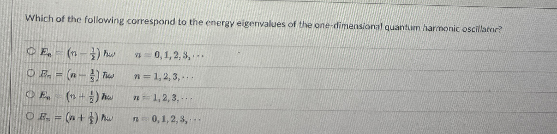 Which of the following correspond to the energy