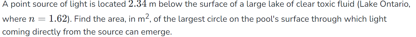 A point source of light is located 2 . 3 4 m