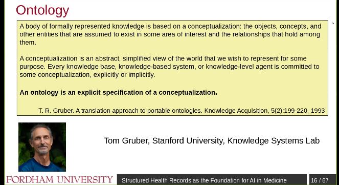 Ontology A body of formally represented knowledge