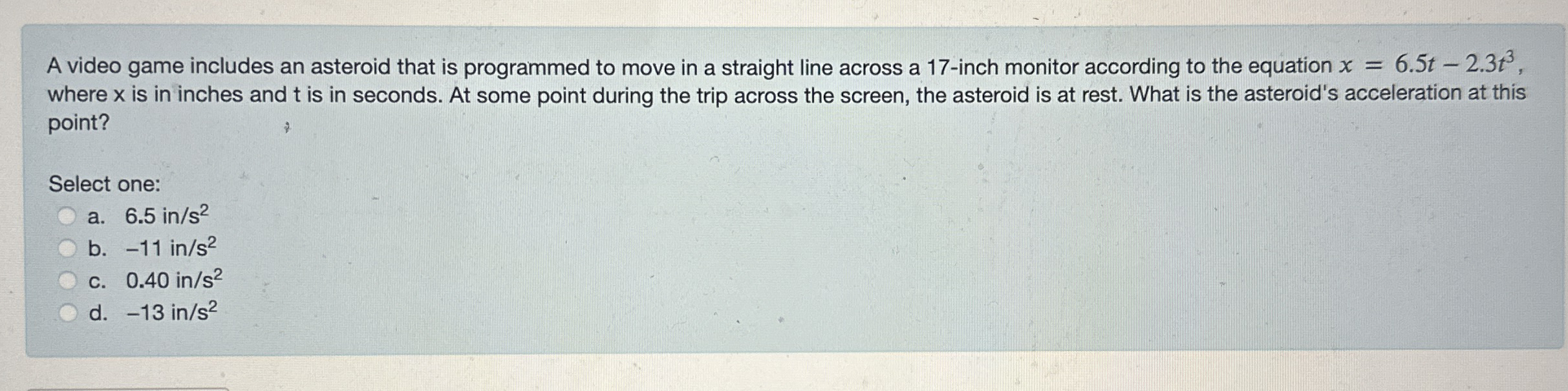 A video game includes an asteroid that is