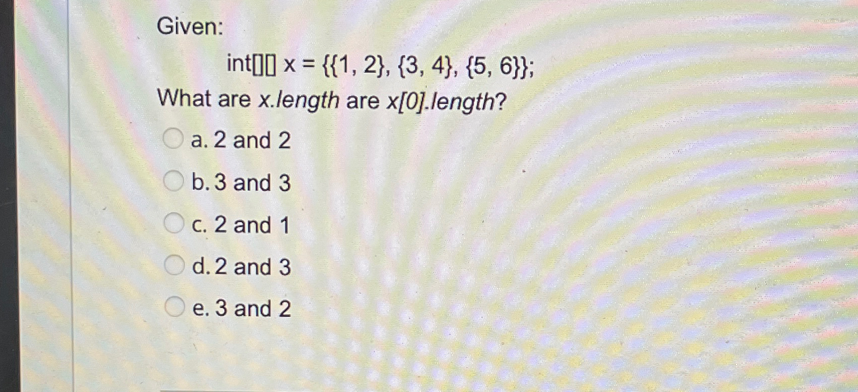 Given: What are x . length are x [ 0 ] . length?