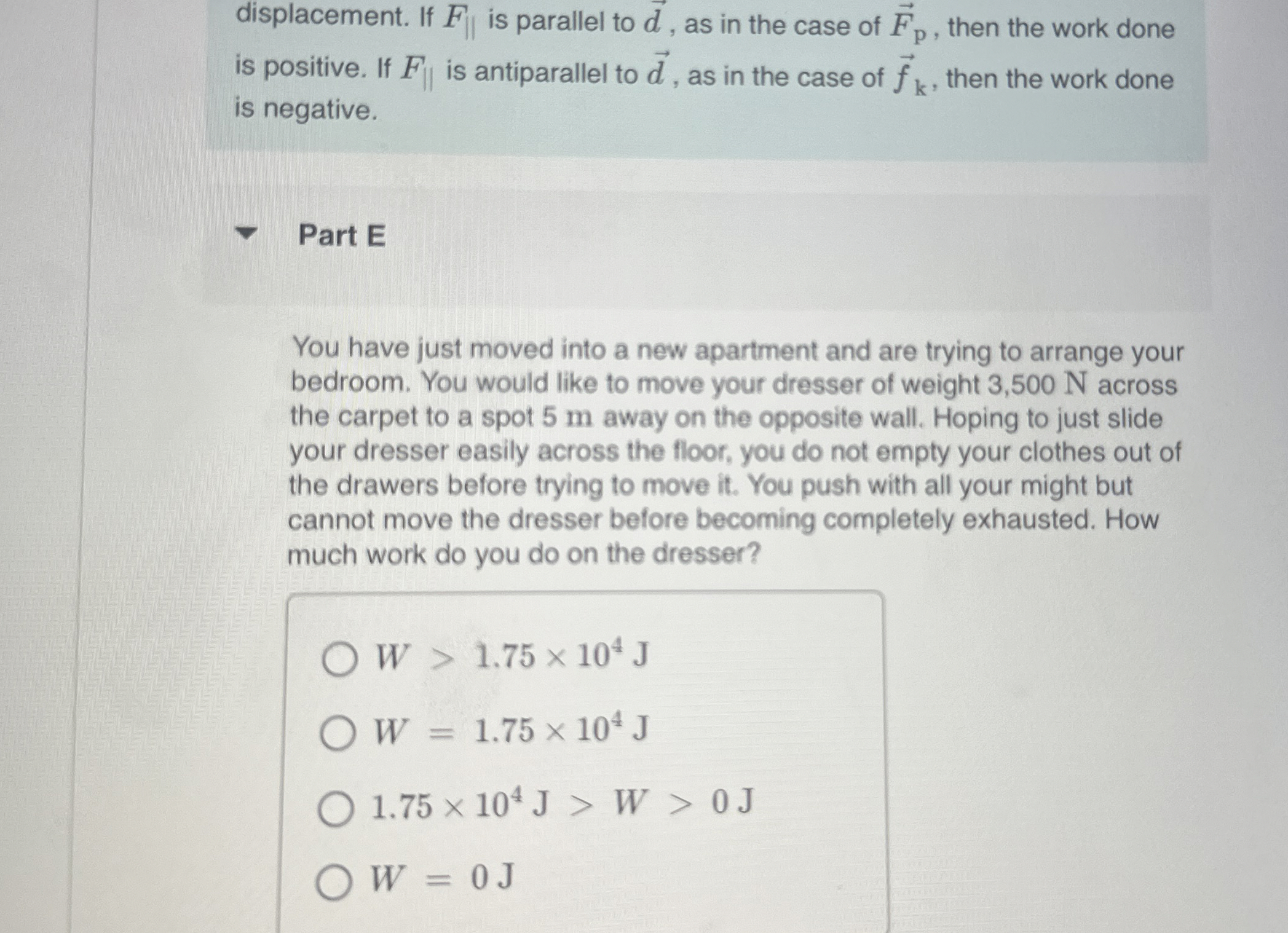 displacement. If F | | is parallel to vec ( d ) ,