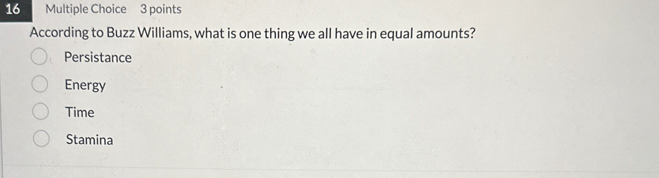 1 6 Multiple Choice 3 points According to Buzz