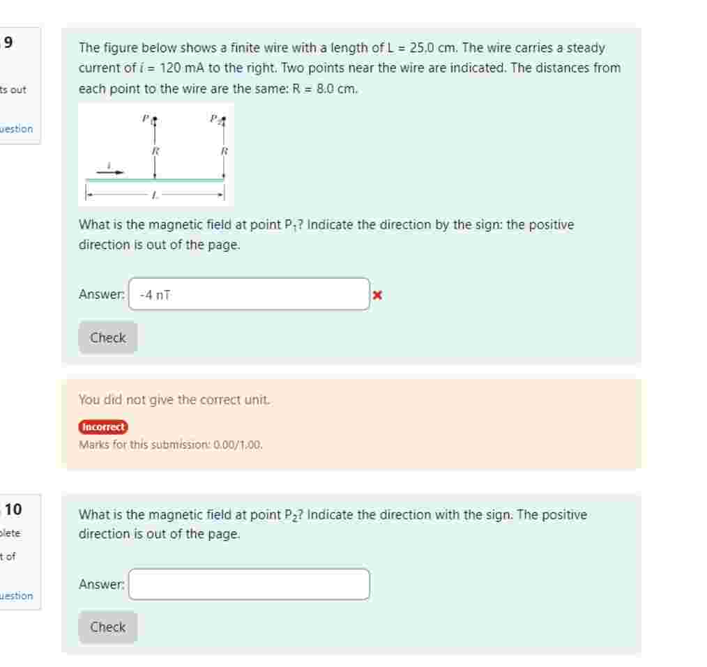 The figure below shows a finite wire with a