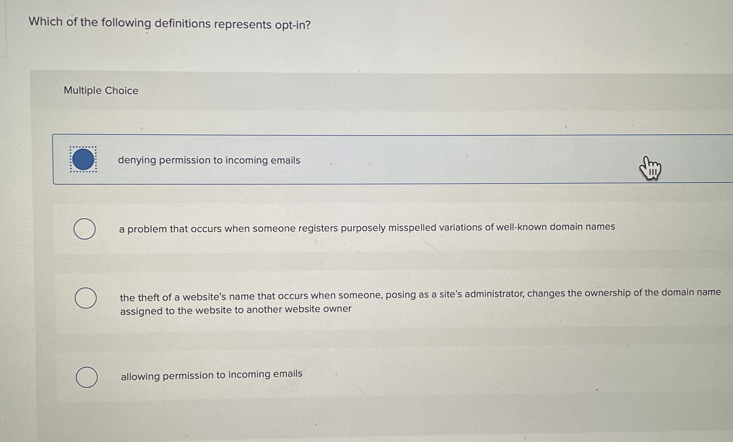 Which of the following definitions represents opt