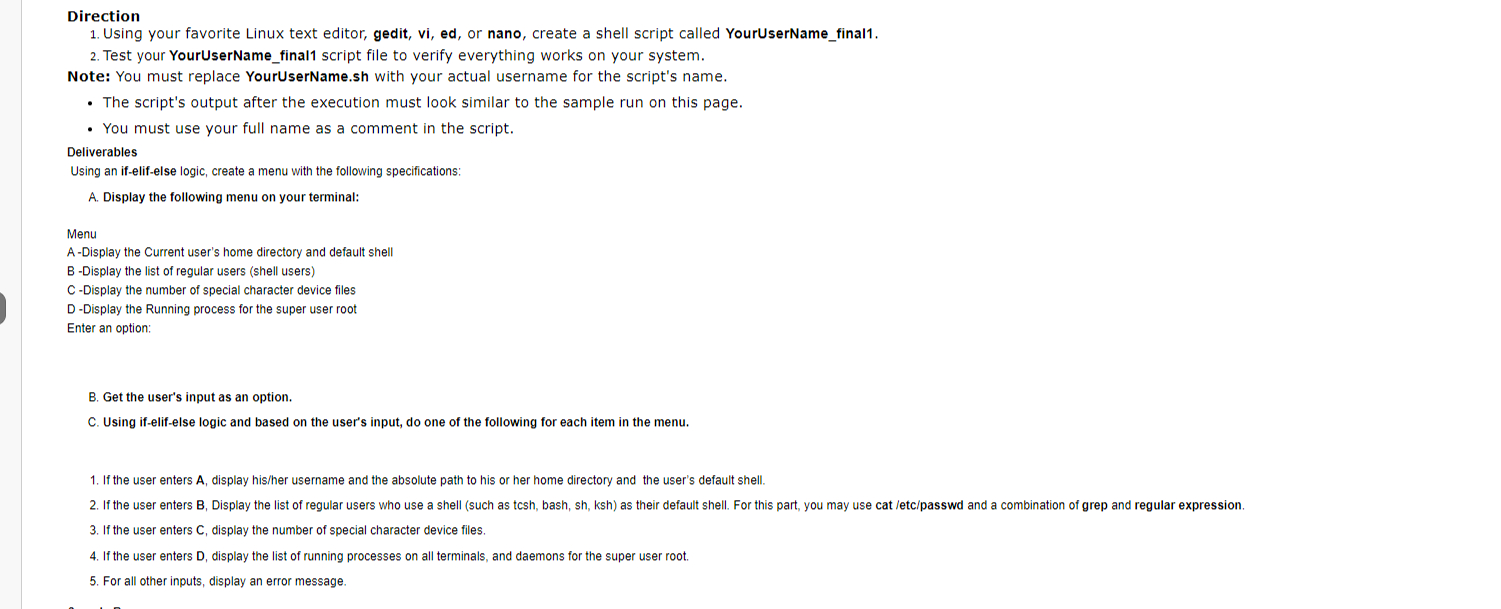 Direction Using your favorite Linux text editor,