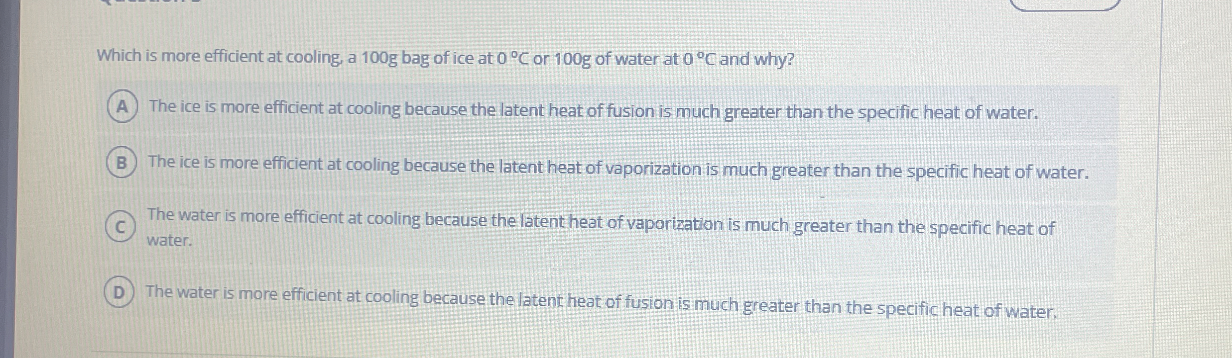 Which is more efficient at cooling, a 1 0 0 g bag