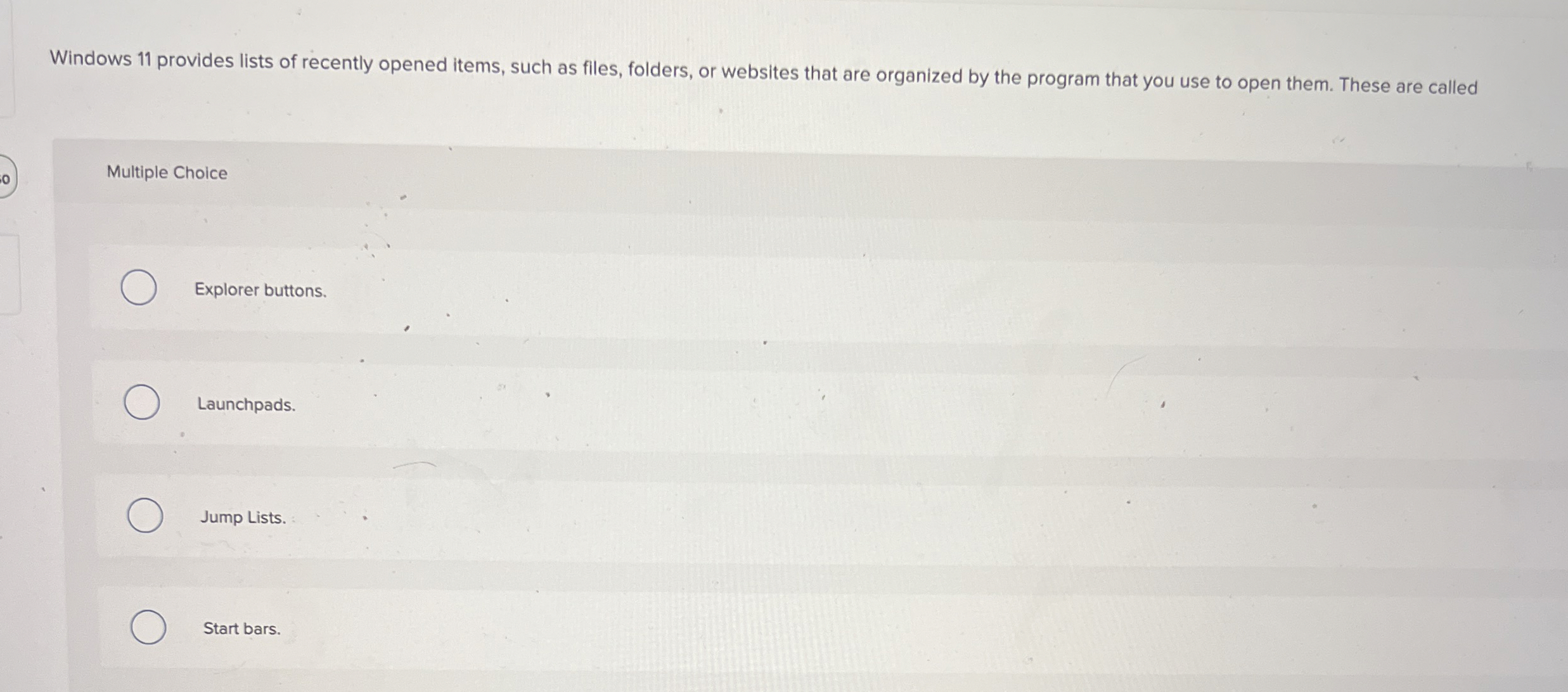 Windows 1 1 provides lists of recently opened
