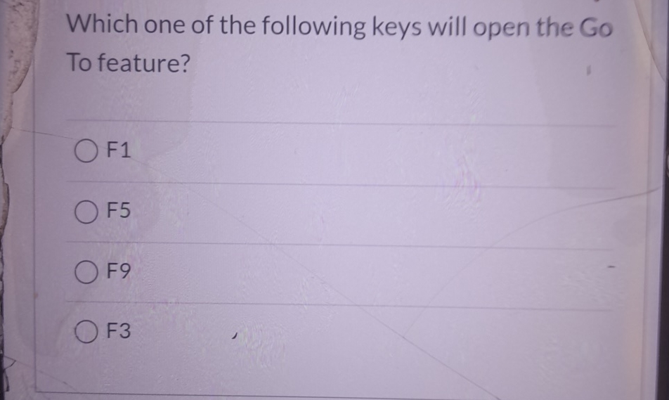 Which one of the following keys will open the Go