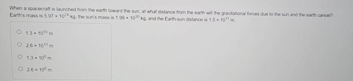 When a spacecraft is launched from the earth