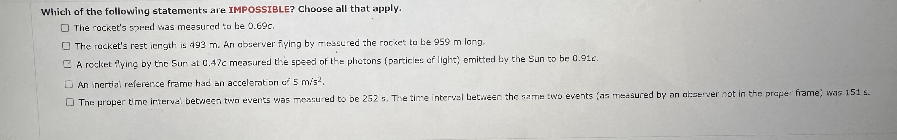 Which of the following statements are IMPOSSIBLE?