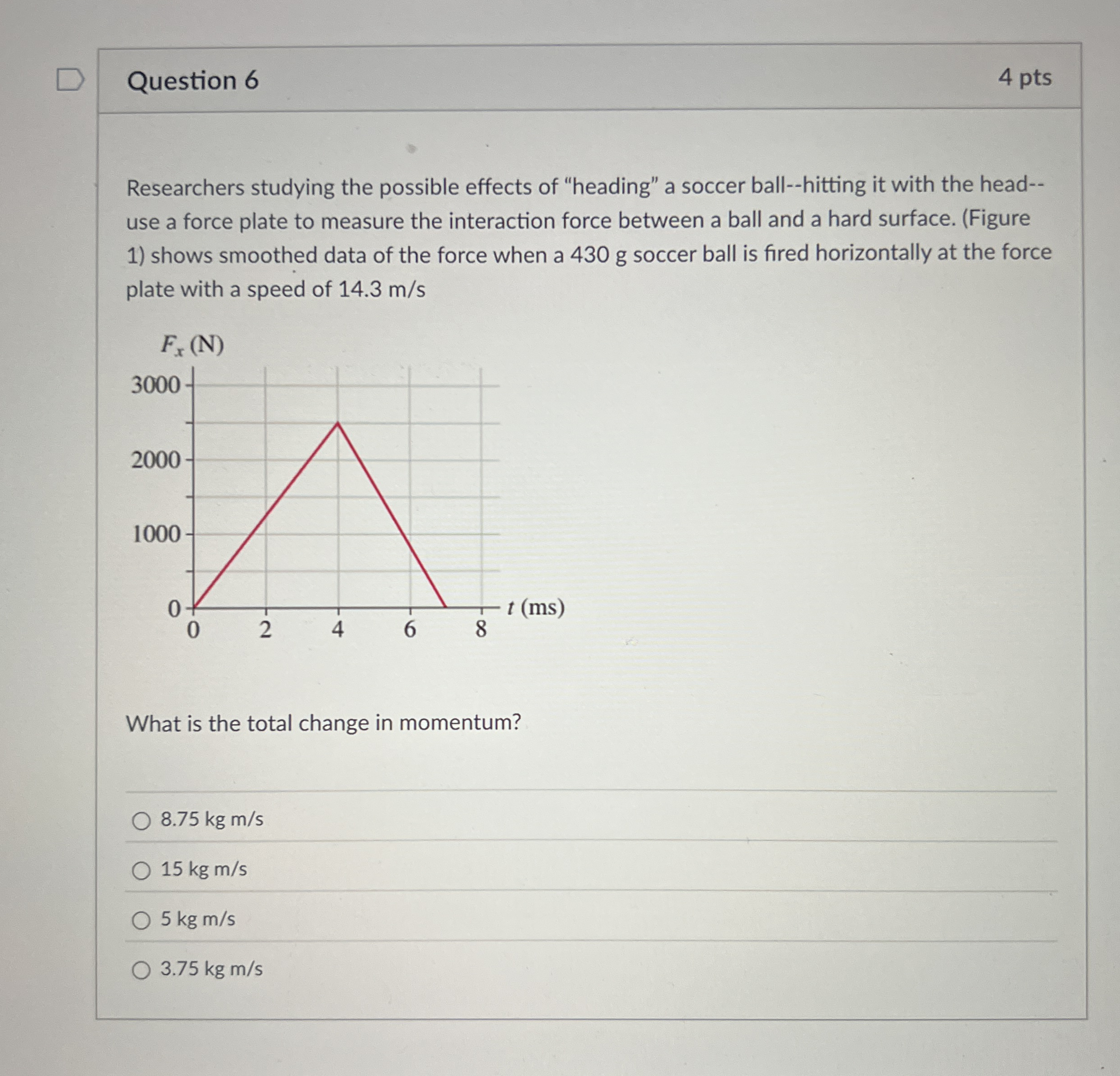 Question 6 4 pts Researchers studying the
