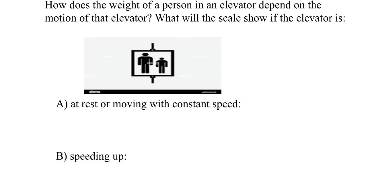 How does the weight of a person in an elevator