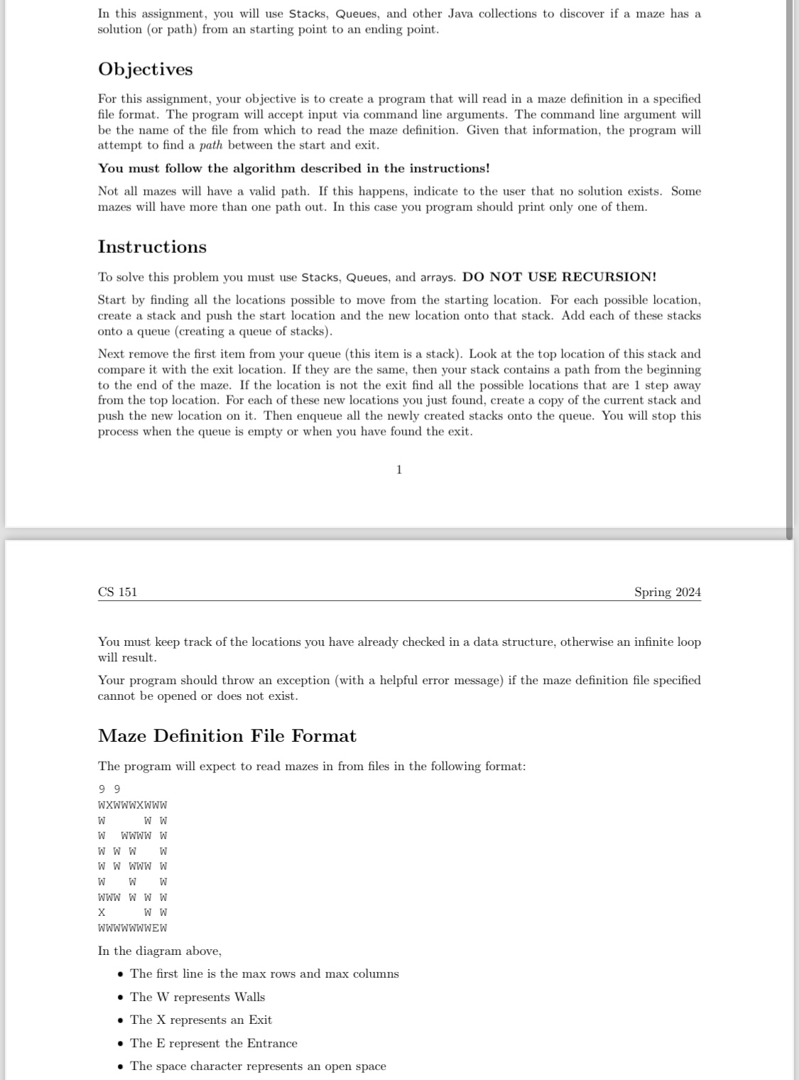 Example Run Below is an example execution of your