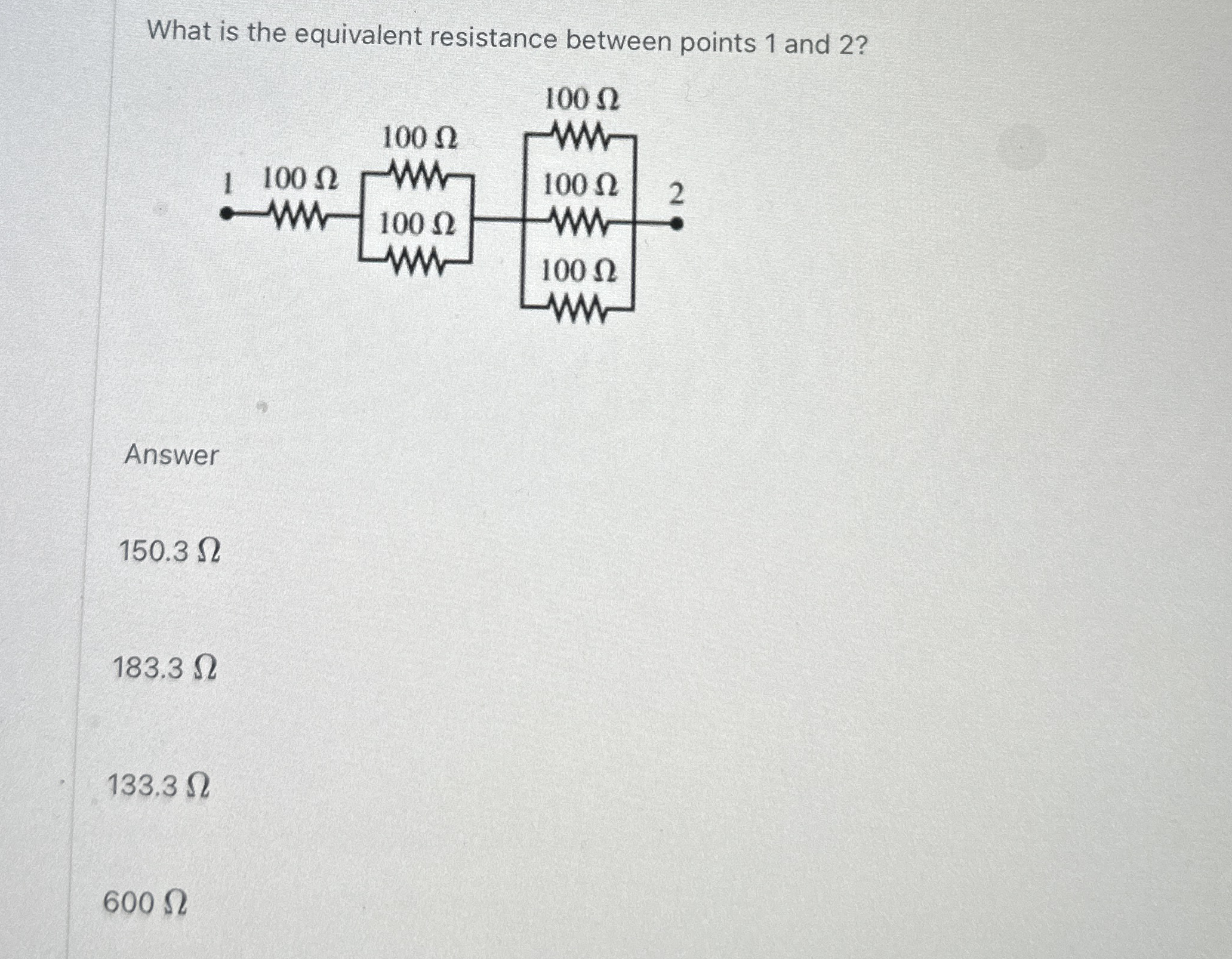 What is the equivalent resistance between points
