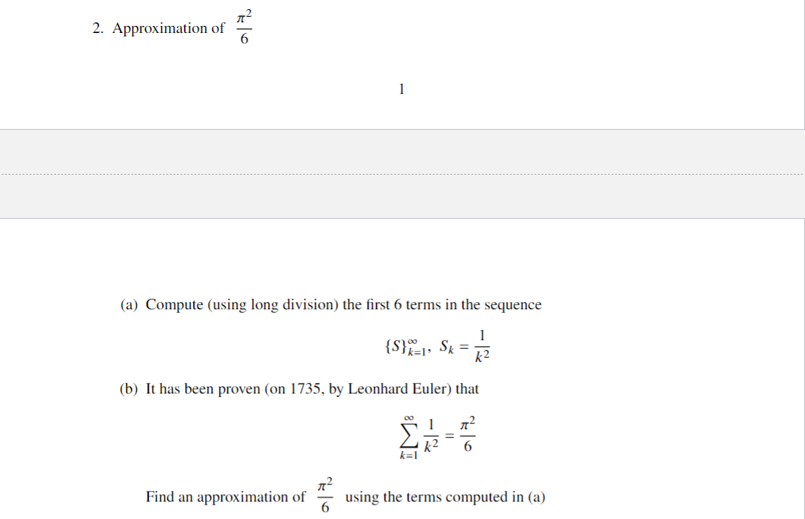 Approximation of 2 6 ( a ) Compute ( using long