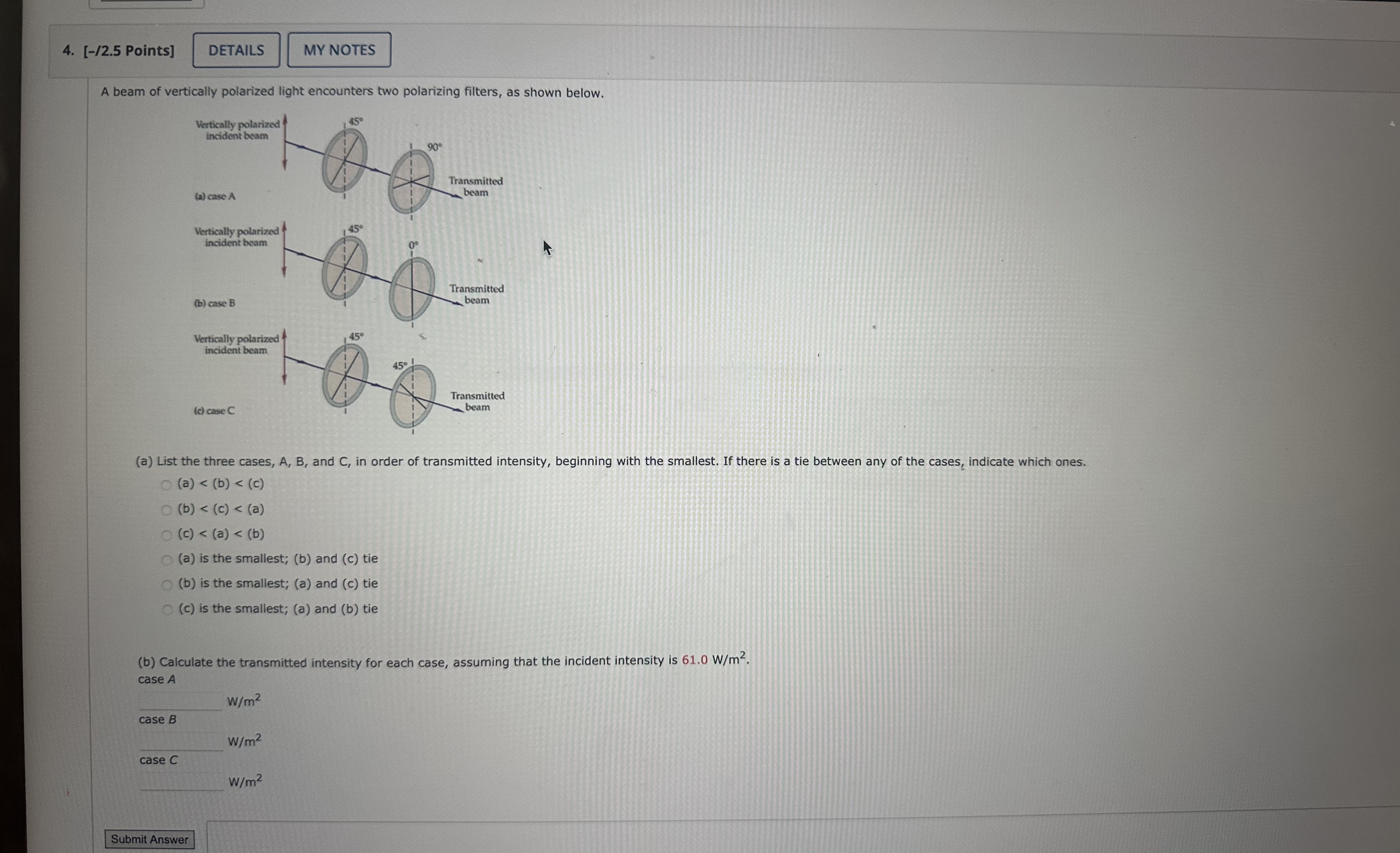 [ - / 2 . 5 Points ] A beam of vertically