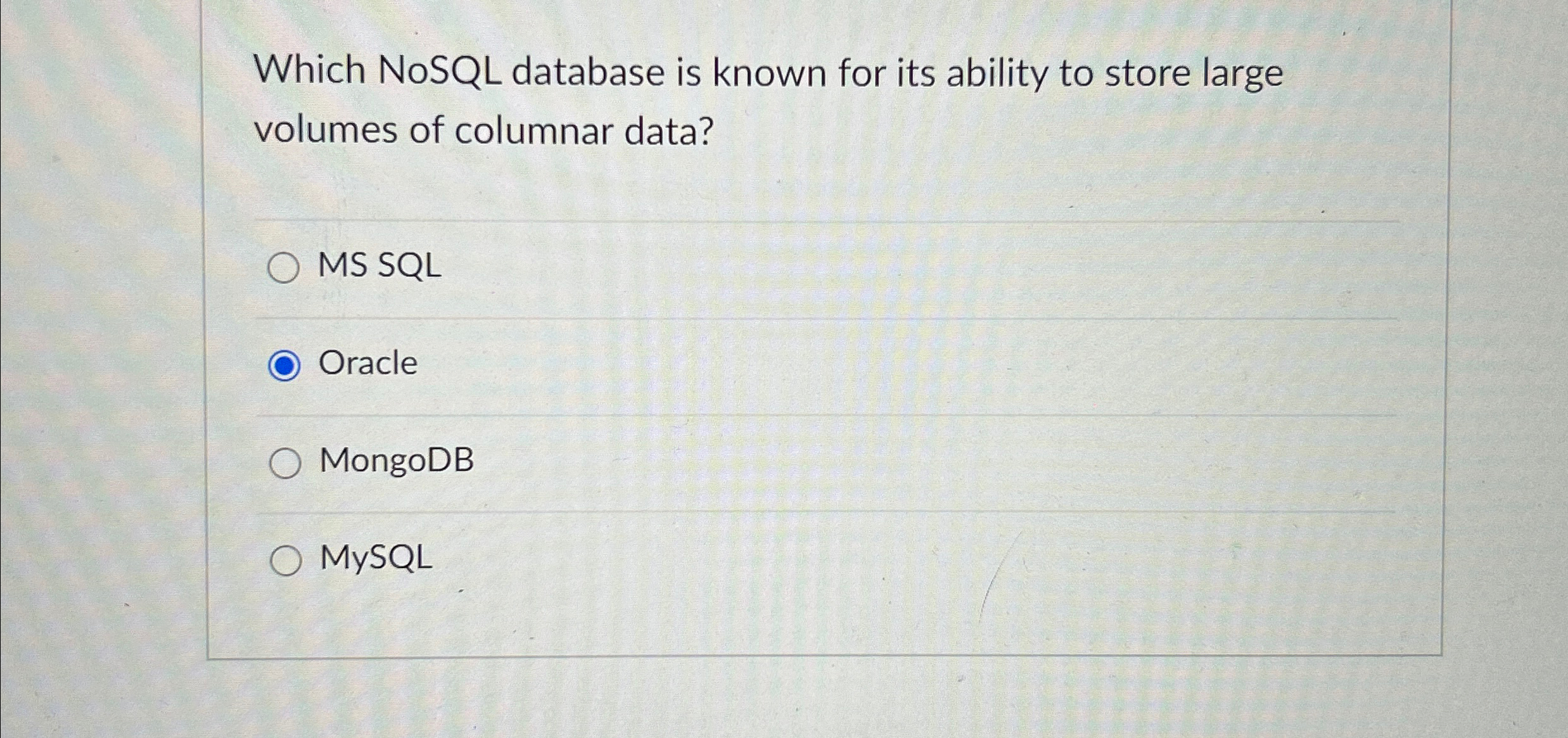 Which NoSQL database is known for its ability to