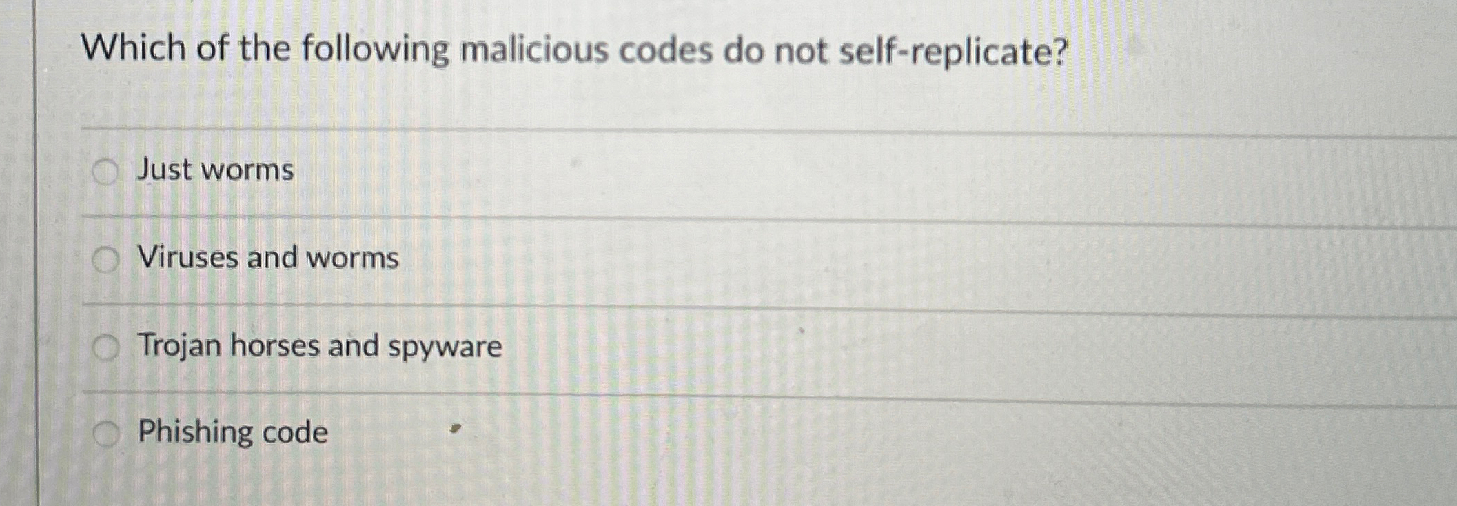 Which of the following malicious codes do not