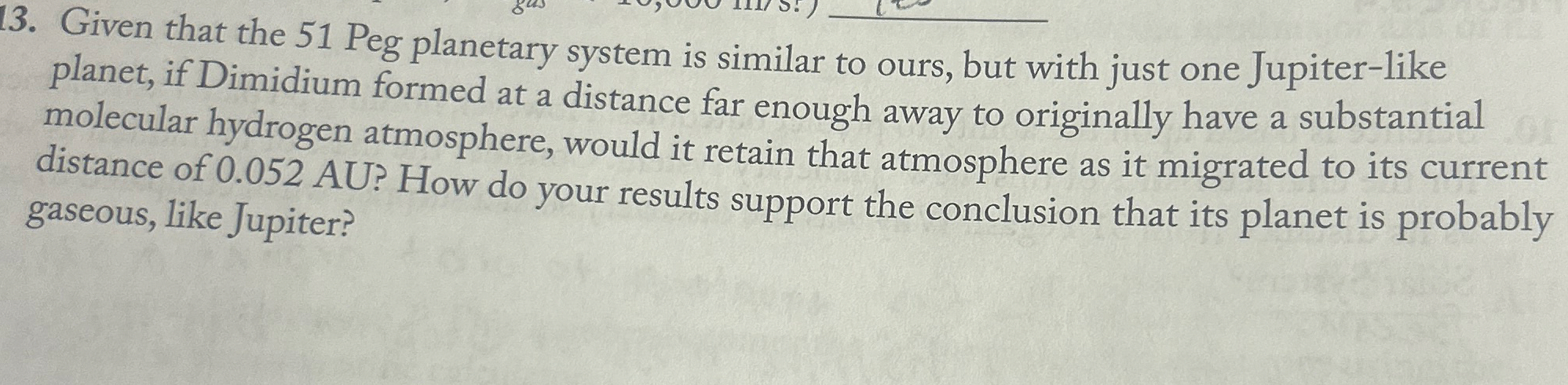 Given that the 5 1 Peg planetary system is
