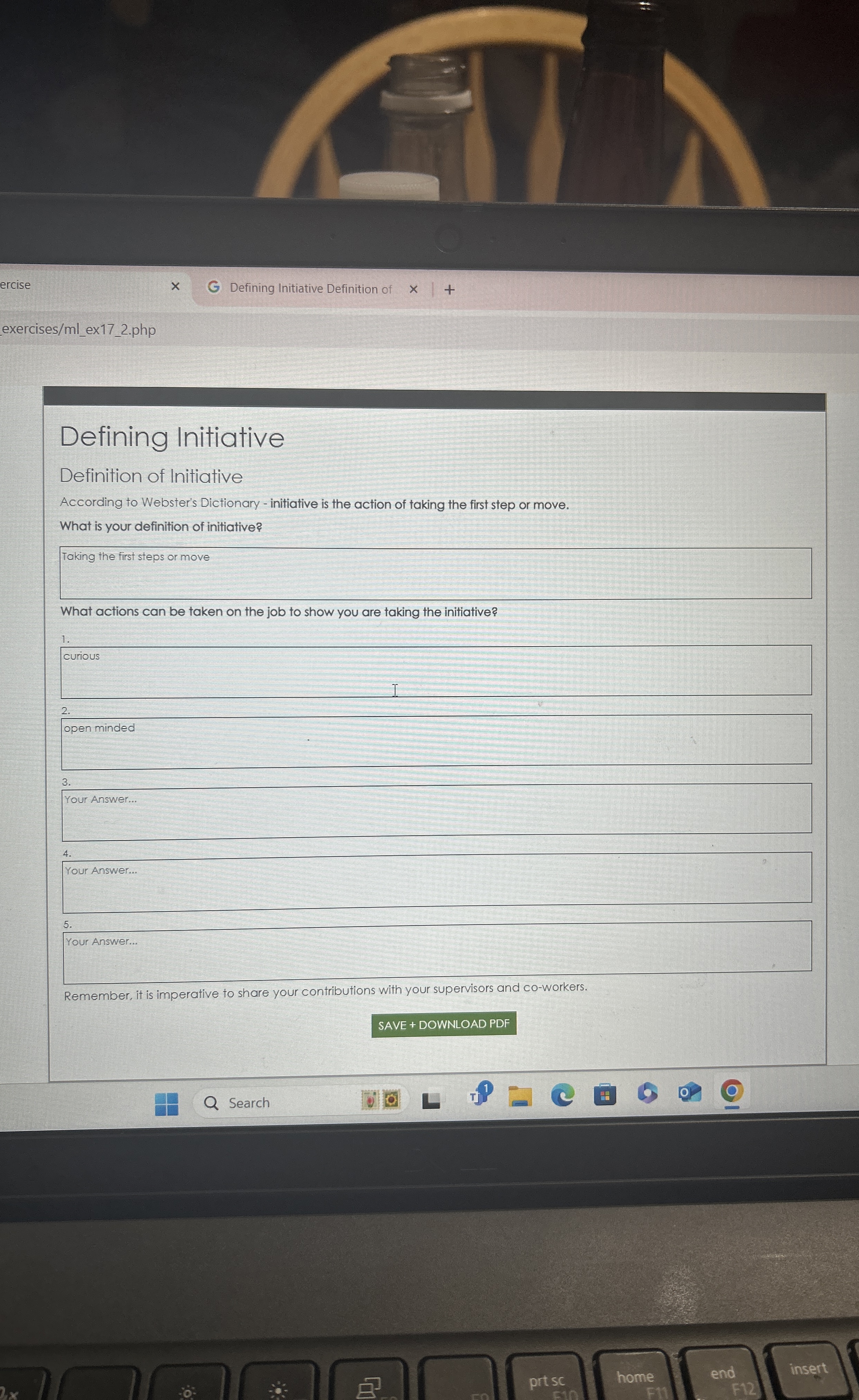 ercise Defining Initiative Definition of