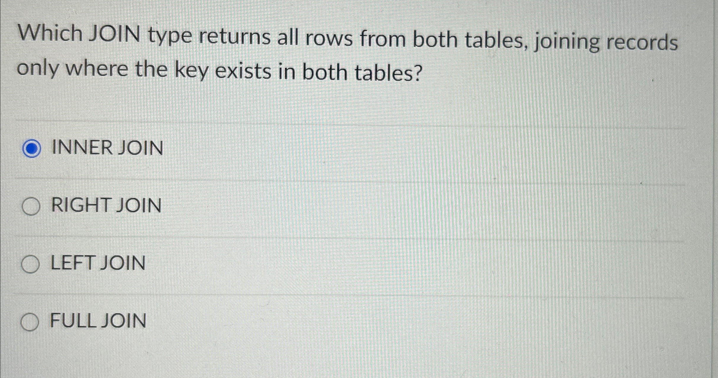 Which JOIN type returns all rows from both