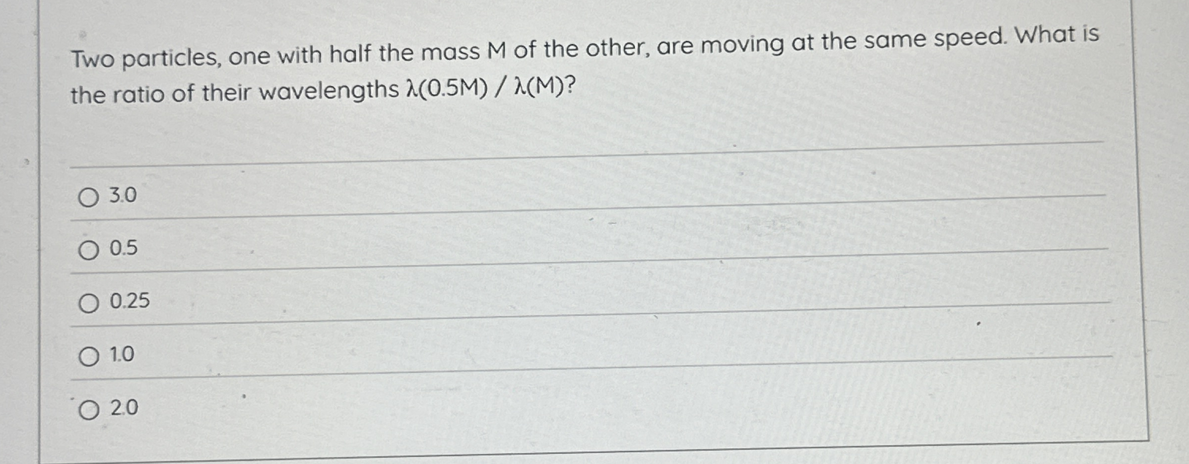 Two particles, one with half the mass M of the