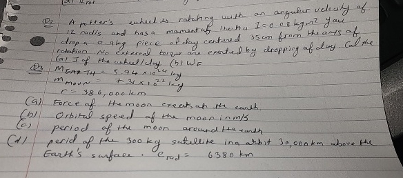 Q 2 A potter's whecl is ratating with an angubur