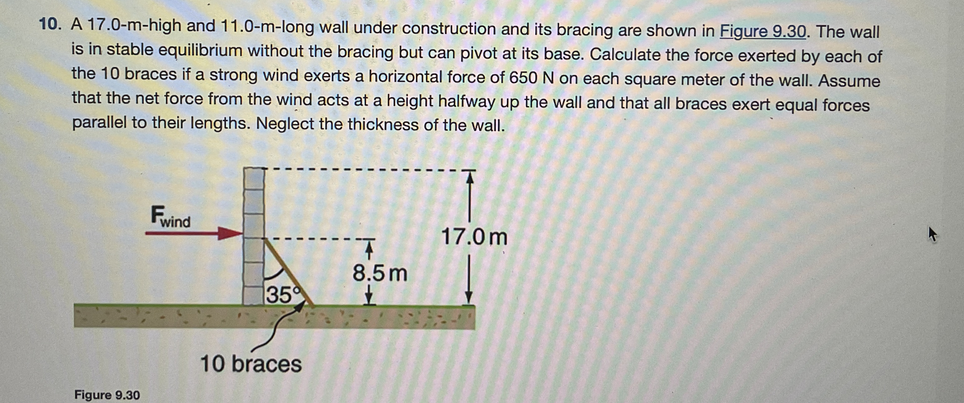 A 1 7 . 0 - m - high and 1 1 . 0 - m - long wall