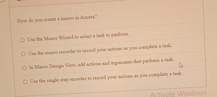 How do you create a macro in Access? Use the
