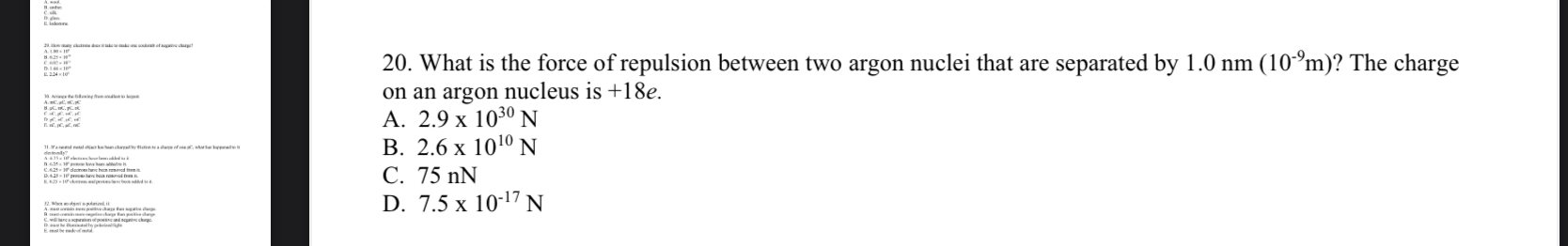 What is the force of repulsion between two argon