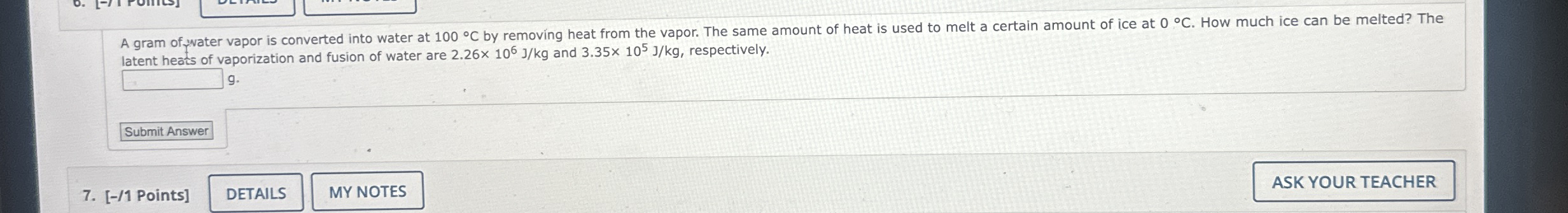 latent heats of vaporization and fusion of water