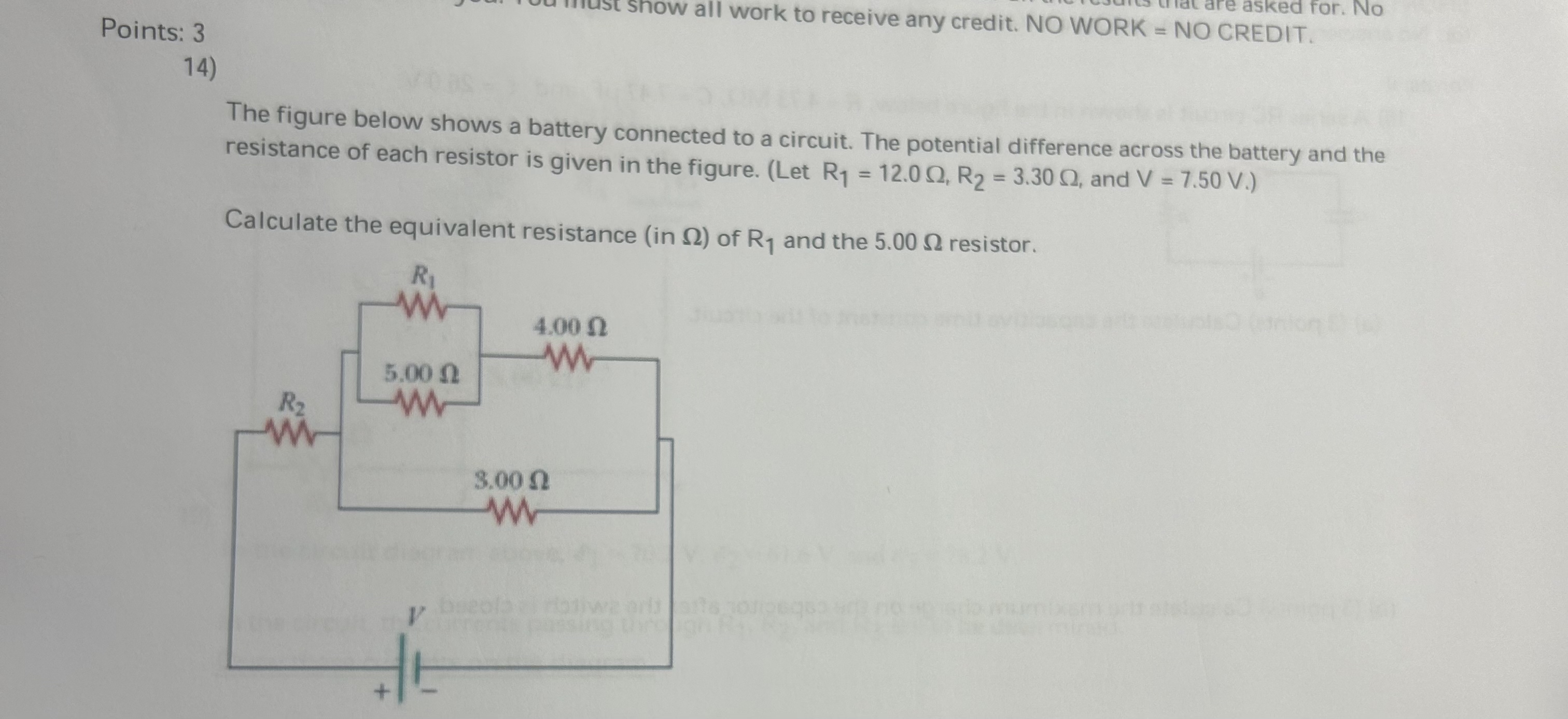 Points: 3 snow all work to receive any credit.