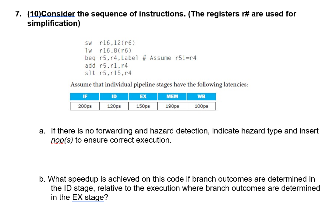 ( 1 0 ) Consider the sequence of instructions. (