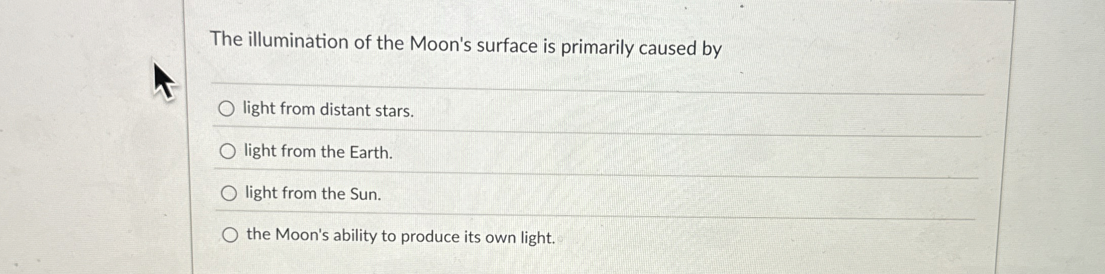 The illumination of the Moon's surface is