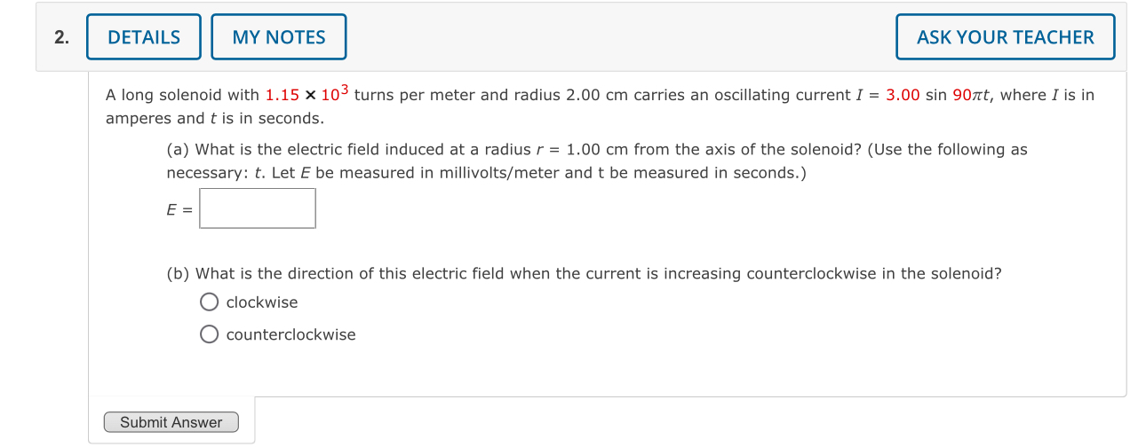 A long solenoid with 1 . 1 5 1 0 3 turns per