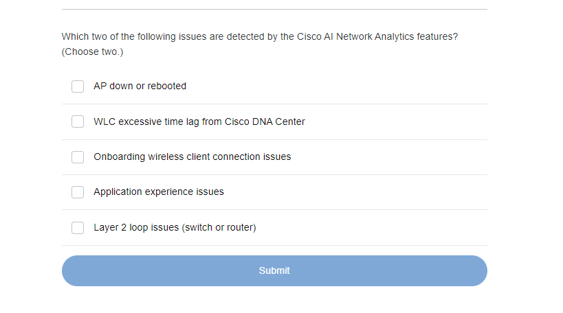Which two of the following issues are detected by