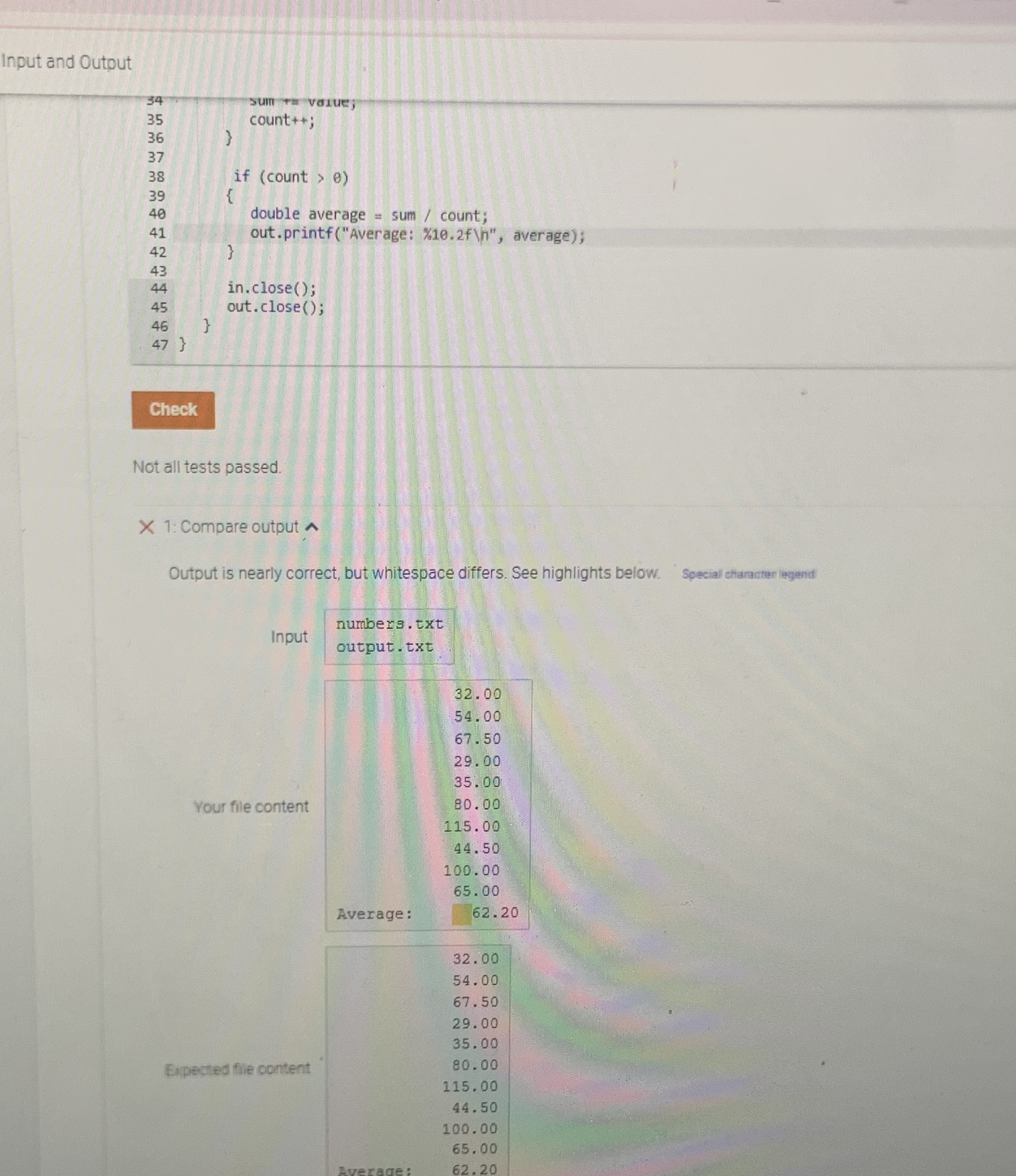 How do I fix my code so that my answer matches