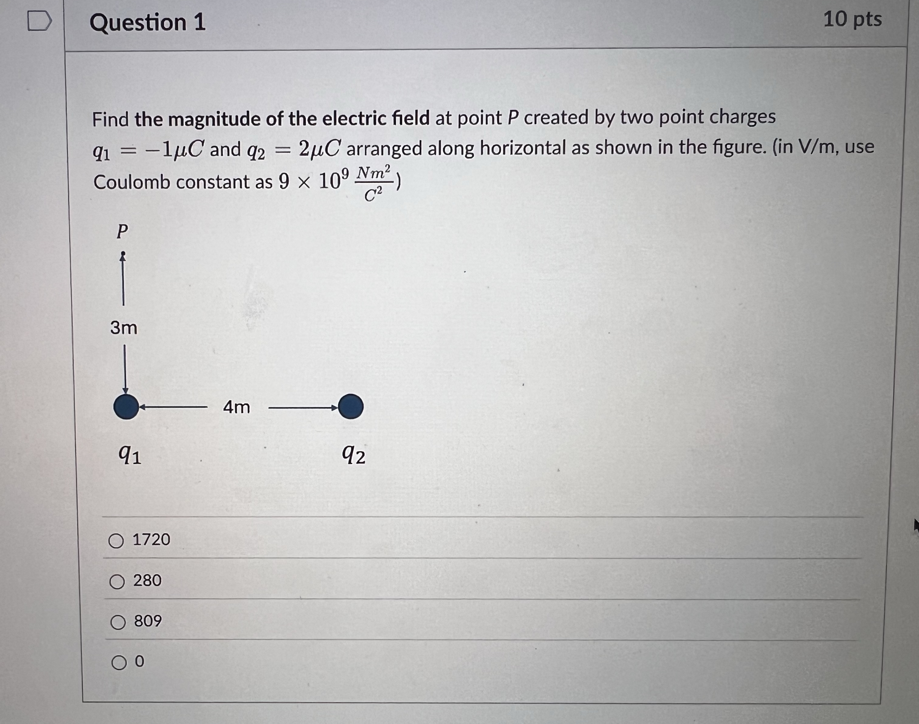 Question 1 1 0 pts Find the magnitude of the