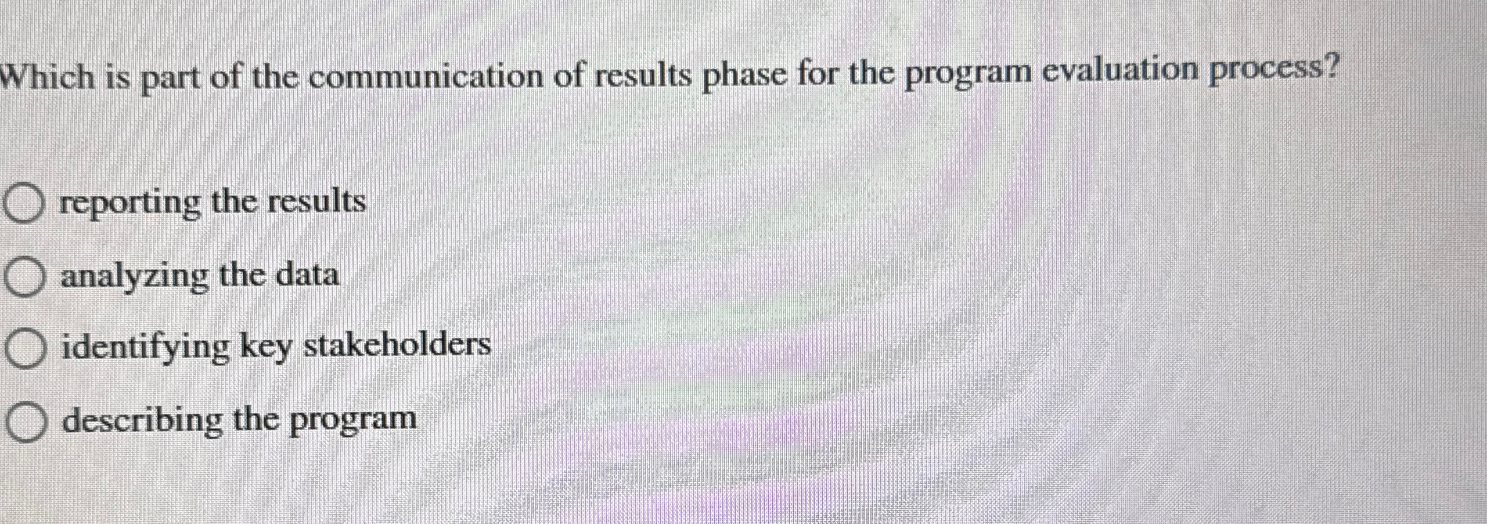 Which is part of the communication of results